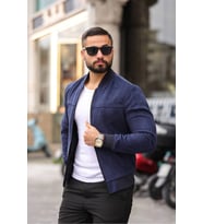 Unisex Süet Kolej Ceket - Günlük ve Spor Kombinlerin Vazgeçilmezi (Lacivert)