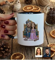 Kişiye Özel Karikatürlü Osmanlı Padişahı ve Sultanı Sevgiliye Hediye Kupa Bardak Sevgililer Günü Hediyesi