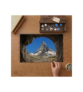 Mağaradan Karlı Dağ Manzarası Tasarımı 240 parça Ahşap Puzzle Ahşap Kutuda MP03347