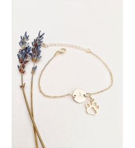 Kişiye Özel 925 Ayar Gümüş Pati Harf Charm Bileklik (Gold)