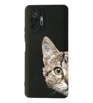 Xiaomi Redmi Note 10 Pro Uyumlu Lansman Kılıf Catface Tasarımlı İçi Kadife Kapak-Siyah (Şeffaf)