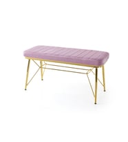Bench Puf Metal Retro Ayaklı Pembe Babyface Kumaş