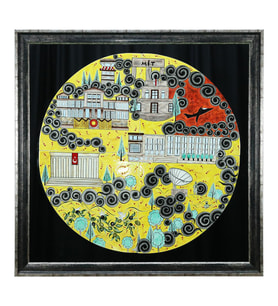 e38 EL İŞÇİLİĞİ  AYNALI ÇİNİ İŞLEME TABLO 98x98 CM ( 35 KĞ ) - 6363
