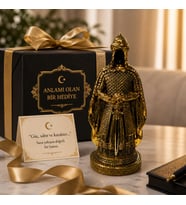 Prestij Güç Sembolü Tarihi Osmanlı Zırhlı Pelerinli Savaşçı Asker Biblo Anlamlı Hediye Gold 28 CM