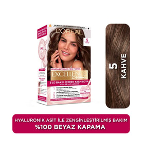 L'Oréal Paris Excellence Creme 5 Kahve Saç Boyası – Amonyaklı, Beyaz Kapatıcı, Hyaluronik Asitli 3'lü Bakım