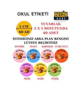 ÖĞRENCİ OKUL DEFTER KİTAP ETİKETİ İSİME ÖZEL YAPIŞKANLI ETİKET SİNCAP 001006