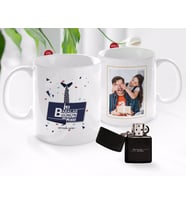 BK Gift Kişiye Özel Babalar Günü Hediyesi Fotoğraflı Kupa Bardak ve Benzinli Çakmak Seti-55 (Model 1)