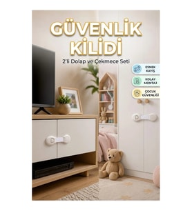 Esnek Kayışlı 2'li Çocuk Güvenlik Kilidi – Dolap ve Çekmece Koruma Seti