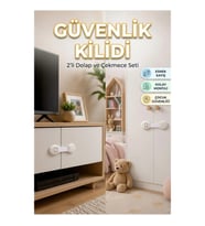 Esnek Kayışlı 2'li Çocuk Güvenlik Kilidi – Dolap ve Çekmece Koruma Seti