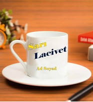Kişiye Özel Sarı Lacivert Taraftar Tasarımlı Kahve Fincanı