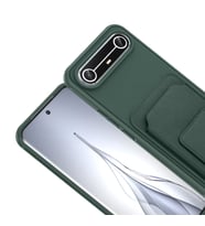 Tecno Spark Slim 5G Kılıf Deri Dokulu ve Kartlıklı BiKart TPU Premium Kapak (Koyu Yeşil)