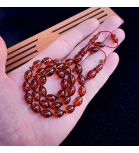 8x12 mm Çay Rengi Fatih Erbabacan Usta İşçilikli Zar Kehribar Tesbih