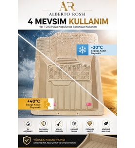 Citroen C5 Sedan 2014 Model Uyumlu Enerox BEJ 5D Havuzlu Paspas Universal-Yumuşak Kaymaz Taban