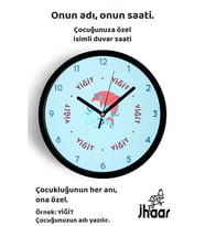 İsme Özel Sevimli Yunus Çocuk Odası Duvar Saati Orta Boy 30 cm Siyah Camlı Sessiz