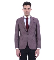 Bordo Keten Puantiye Desenli Ceket   Wessi