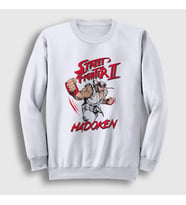 Presmono Unisex Beyaz Ryu Hadoken Street Fighter Sweatshirt 411131tt