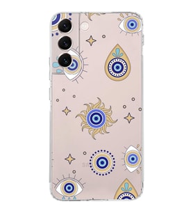 PrintiFy Samsung Galaxy S22 Plus ile Uyumlu 1mm Slim Fit Nazar Boncuğu 5 Baskılı Şeffaf  Kılıf