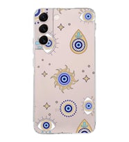 PrintiFy Samsung Galaxy S22 Plus ile Uyumlu 1mm Slim Fit Nazar Boncuğu 5 Baskılı Şeffaf  Kılıf