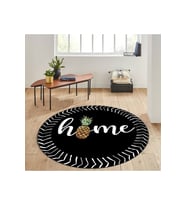 Eliana Home Baskılı, Yıkanabilir Kaymaz Taban Yuvarlak Halı LNA7139 120x120 cm (Siyah)