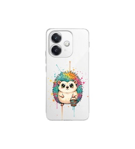 Oppo A3 ile Uyumlu Splash Kirpi Tasarımlı Şeffaf Silikon Kılıf