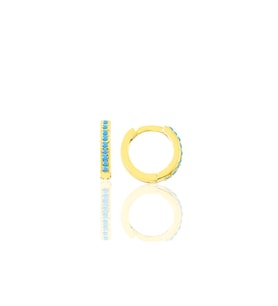 Gümüş altın yaldızlı turkuaz taşlı 11 mm halka küpe Tragus Piercing Helix Kıkırdak Küpesi SGTL11741GOLD