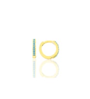 Gümüş altın yaldızlı turkuaz taşlı 11 mm halka küpe Tragus Piercing Helix Kıkırdak Küpesi SGTL11741GOLD