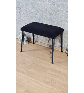3 TEL SİYAH METAL AYAKLI BENCH PUF ANTRE ÖNÜ PUF