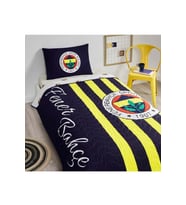 Taç Taraftar Lisanslı Pamuklu Tek Kişilik Yatak Örtüsü Seti (160x230)-Fenerbahçe Çubuklu