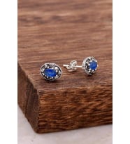 Safir Taşlı Gümüş Küpe 3854 (Lacivert)