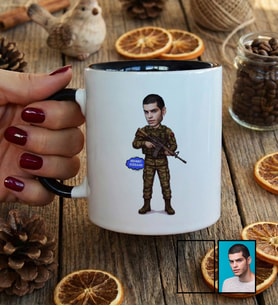 Kişiye Özel Karikatürlü Asker Kupa Bardak 30 Ağustos Zafer Bayramı Hediyesi