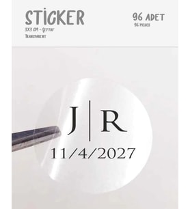 Şeffaf Etiket 96 Adet 3cm Sticker Nikah Süsü Etiketi