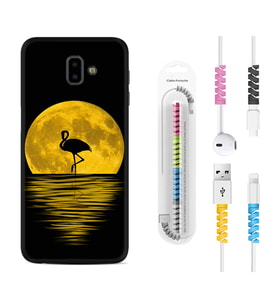 Samsung J6 Plus J7 Prime J7 Pro M20 Kılıf Kablo Koruma Spiral Silikon Ay ve Flamingo 1775