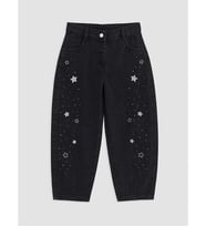 LCW Kids Siyah Nakışlı Kız Çocuk Jean Pantolon