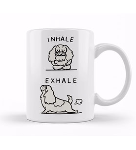 Inhale Exhale Cavalier King Charles Spaniel Yoga Kupa Bardak Porselen