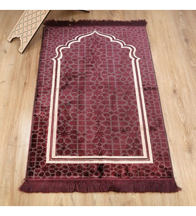 Edebali Lüks Kalın Kadife Halı Tipi  Soft Yumuşak  Seccade- Bordo (70*120 cm 1100 gr)