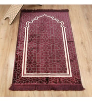 Edebali Lüks Kalın Kadife Halı Tipi  Soft Yumuşak  Seccade- Bordo (70*120 cm 1100 gr)
