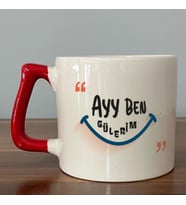 Ayy Benim Gülerim Baskılı Kırmızı Kulplu D Kupa