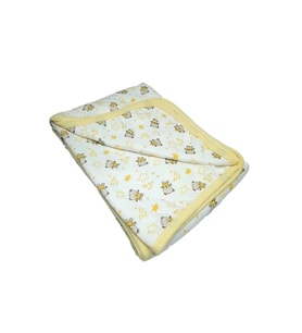 VaVbaby Ayıcık Desenli Bebek Tek Kat Kapitone Battaniye Kundak 80x90 cm Sarı