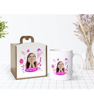 BK Gift Kişiye Özel Ahşap Kutuda Fotoğraflı Doğum Günü Tasarımlı Beyaz Kupa Bardak-4