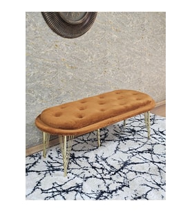 Ufo Oturak Bench - Gold Kaplama Telli Ayak - Oturak - Bench - Puf - Yatak Ucu Pufu Turuncu Renk 100 x 50 Boyut/Ebat (Çok Renkli)