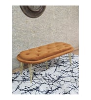 Ufo Oturak Bench - Gold Kaplama Telli Ayak - Oturak - Bench - Puf - Yatak Ucu Pufu Turuncu Renk 100 x 50 Boyut/Ebat (Çok Renkli)
