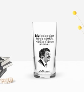 BK Gift Kişiye Özel Renkli Baskılı Babadan Böyle Gördük Tasarımlı Rakı Bardağı-1 (Beyaz)