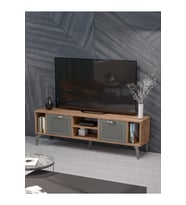 Tv Sehpası Tv Ünitesi Atlantik Çam Antrasit Gümüş 160 Cm Linya 5041