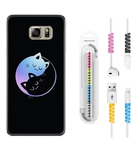 Samsung S7 Edge S20 Fe Plus Ultra S21 S22 Kılıf Kablo Koruma Spiral Silikon Love Cats 1604