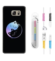 Samsung S7 Edge S20 Fe Plus Ultra S21 S22 Kılıf Kablo Koruma Spiral Silikon Love Cats 1604