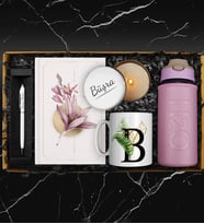 500 ML Deri Kılıflı Cam Matara & Kişiye Özel Kupa & Tasarım Defter & Mum & Touch Pen Kalem Hediye Seti