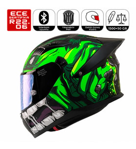 FX211X Rage Motosiklet Kaskı Spoiler Mod Güneş Vizörlü Full Face Kask
