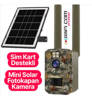 Sim Kartlı Ve Güneş Panelli Mini Kamuflaj Fotokapan Kamera