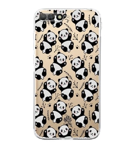 Huawei Y6 2018  Kamera korumalı Kapak Panda Tasarımlı  Şeffaf Kılıf