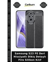 Samsung S23 FE Deri Hissiyatlı Dikiş Detaylı Firo Silikon Kılıf Cep Koruma Cihaz Kabı